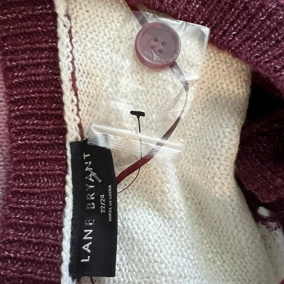 Lane Bryant Chunky Knit Stripped Colorblock Long Sleeve Cardigan Sweater  22 24 - Picture 9 of 9